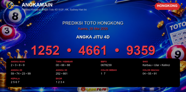 Prediksi togel Hongkong hari ini lengkap 2D 3D 4D 28 Mei 2026