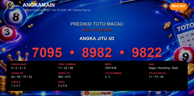 Prediksi togel Macau hari ini lengkap 2D 3D 4D 25 Mei 2026
