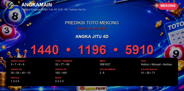 Prediksi togel Mekong hari ini lengkap 2D 3D 4D 30 Mei 2026
