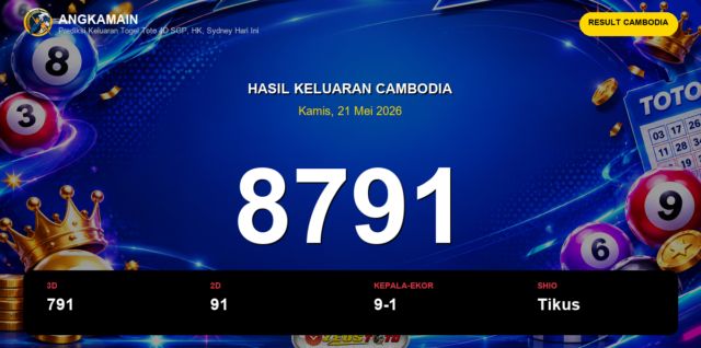 Result Cambodia hari ini 21 Mei 2026 angka 8791