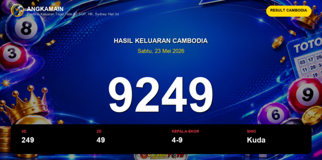 Result Cambodia hari ini 23 Mei 2026 angka 9249