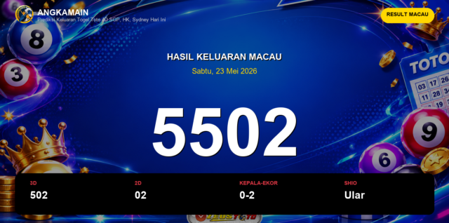 Result Macau hari ini 23 Mei 2026 angka 5502