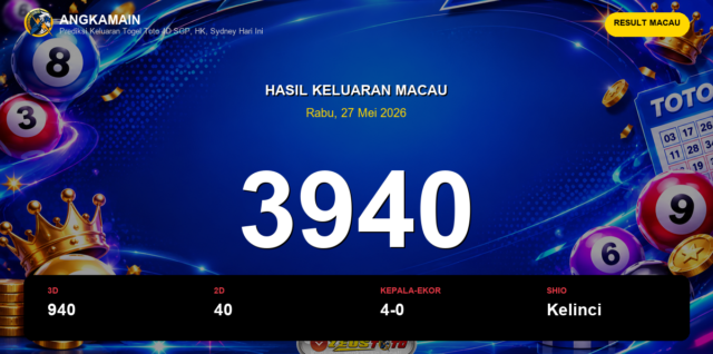 Result Macau hari ini 27 Mei 2026 angka 3940