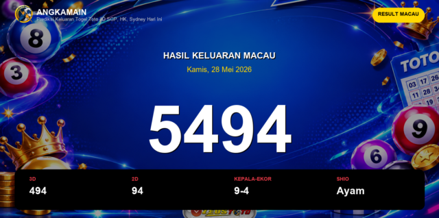 Result Macau hari ini 28 Mei 2026 angka 5494
