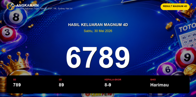 Result Magnum 4D hari ini 30 Mei 2026 angka 6789