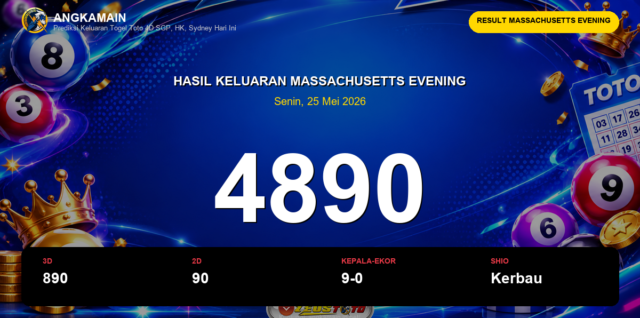 Result Massachusetts Evening hari ini 25 Mei 2026 angka 4890