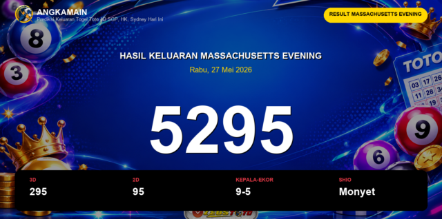 Result Massachusetts Evening hari ini 27 Mei 2026 angka 5295