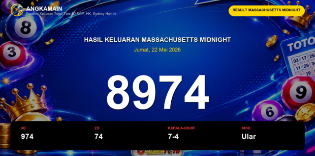 Result Massachusetts Midnight hari ini 22 Mei 2026 angka 8974