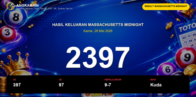 Result Massachusetts Midnight hari ini 28 Mei 2026 angka 2397