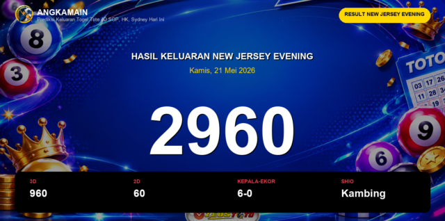 Result New Jersey Evening hari ini 21 Mei 2026 angka 2960