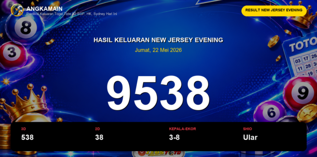Result New Jersey Evening hari ini 22 Mei 2026 angka 9538