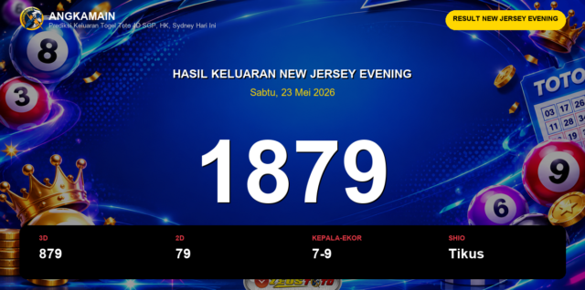 Result New Jersey Evening hari ini 23 Mei 2026 angka 1879