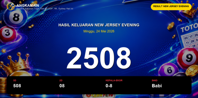 Result New Jersey Evening hari ini 24 Mei 2026 angka 2508