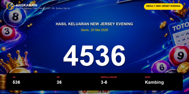 Result New Jersey Evening hari ini 25 Mei 2026 angka 4536