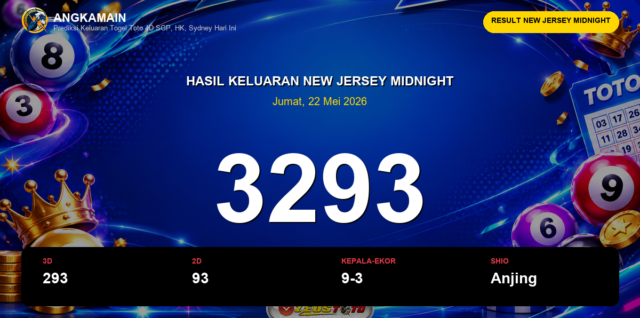 Result New Jersey Midnight hari ini 22 Mei 2026 angka 3293