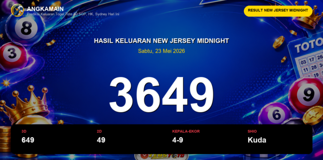 Result New Jersey Midnight hari ini 23 Mei 2026 angka 3649