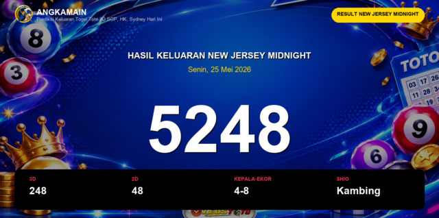 Result New Jersey Midnight hari ini 25 Mei 2026 angka 5248