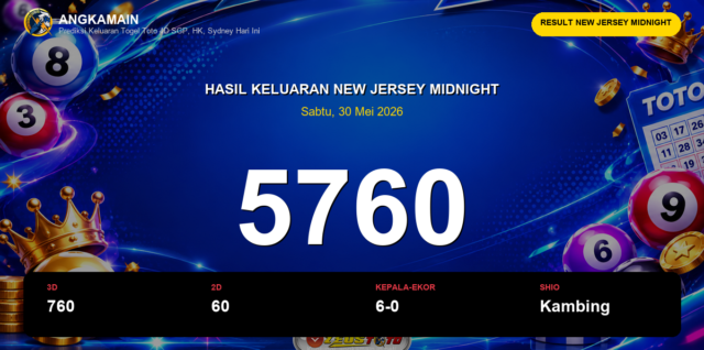 Result New Jersey Midnight hari ini 30 Mei 2026 angka 5760