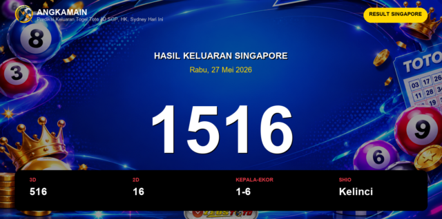Result Singapore hari ini 27 Mei 2026 angka 1516