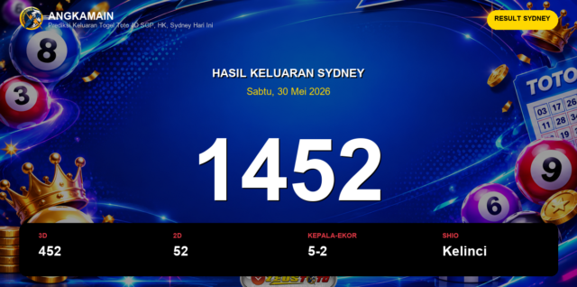 Result Sydney hari ini 30 Mei 2026 angka 1452