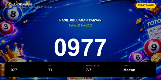Result Taiwan hari ini 23 Mei 2026 angka 0977