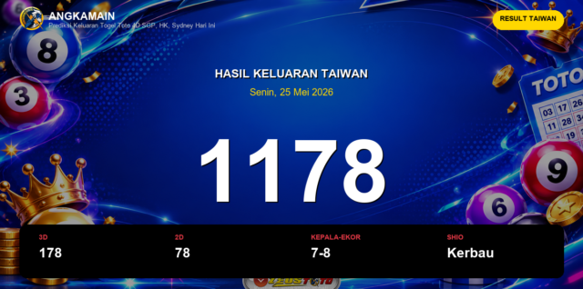 Result Taiwan hari ini 25 Mei 2026 angka 1178