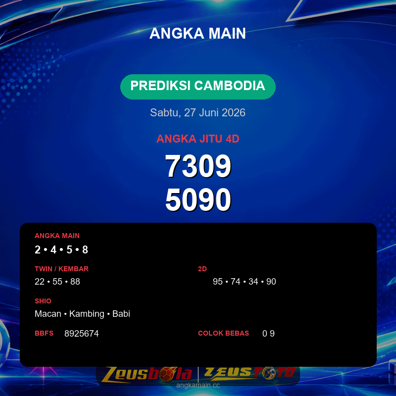 Prediksi togel Cambodia hari ini lengkap 2D 3D 4D 27 Juni 2026