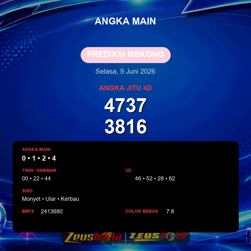 Prediksi togel Mekong hari ini lengkap 2D 3D 4D 9 Juni 2026