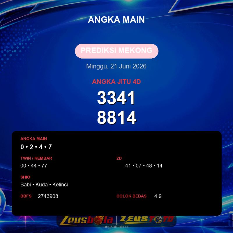 Prediksi togel Mekong hari ini lengkap 2D 3D 4D 21 Juni 2026