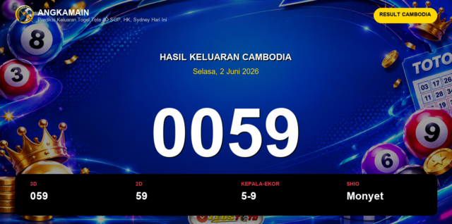 Result Cambodia hari ini 2 Juni 2026 angka 0059