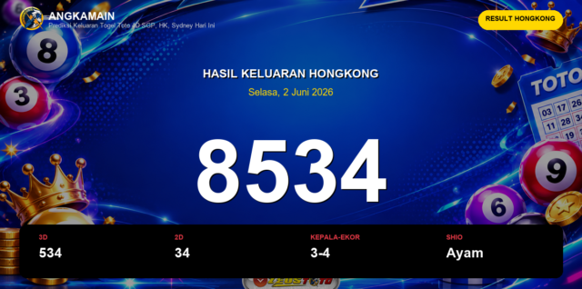 Result Hongkong hari ini 2 Juni 2026 angka 8534