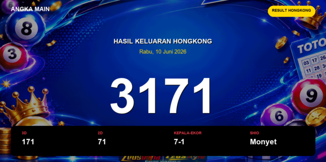 Result Hongkong hari ini 10 Juni 2026 angka 3171