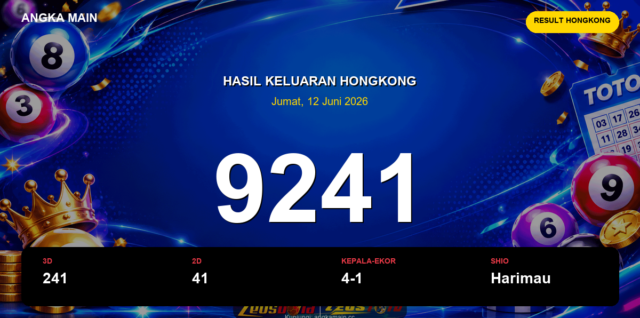 Result Hongkong hari ini 12 Juni 2026 angka 9241
