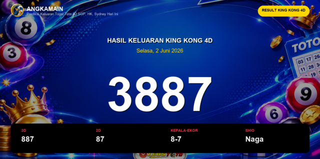 Result King Kong 4D hari ini 2 Juni 2026 angka 3887