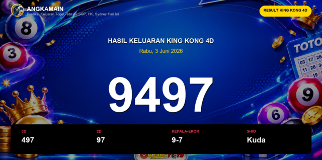 Result King Kong 4D hari ini 3 Juni 2026 angka 9497