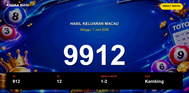 Result Macau hari ini 7 Juni 2026 angka 9912