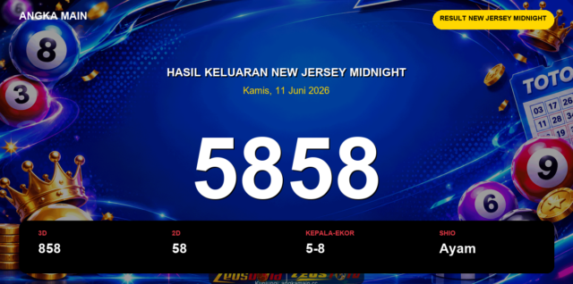 Result New Jersey Midnight hari ini 11 Juni 2026 angka 5858