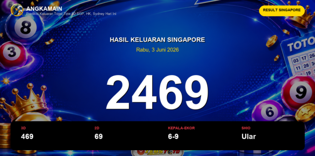 Result Singapore hari ini 3 Juni 2026 angka 2469