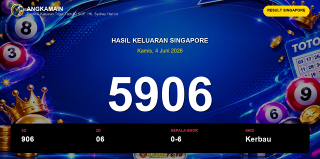 Result Singapore hari ini 4 Juni 2026 angka 5906