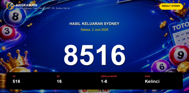 Result Sydney hari ini 2 Juni 2026 angka 8516
