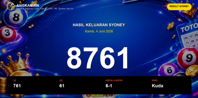 Result Sydney hari ini 4 Juni 2026 angka 8761